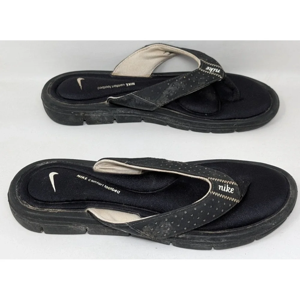 Nike Comfort‎ Footbed Thong Flip Flops Womens Size 7 Sandals Black 354925-011